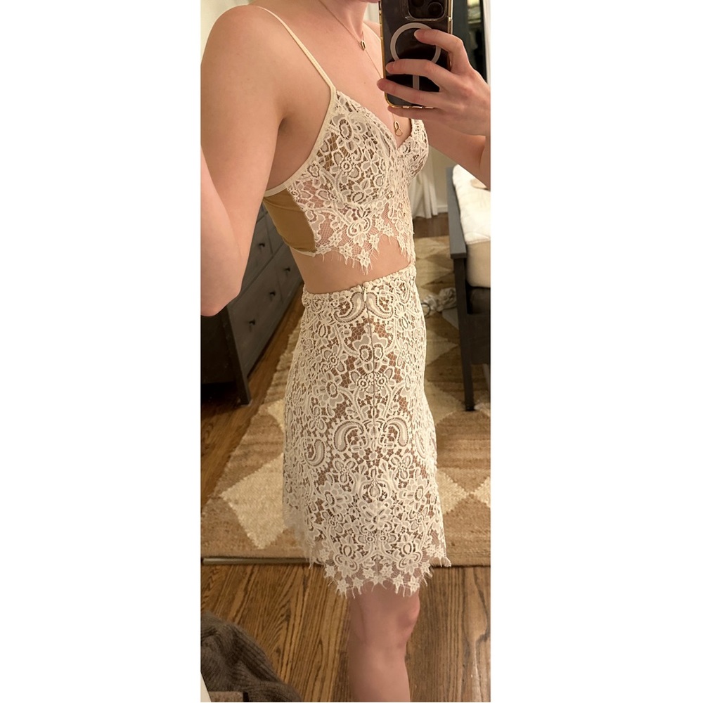 For Love and Lemons Lace White skirt and bralette Set Bachelorette Bridal